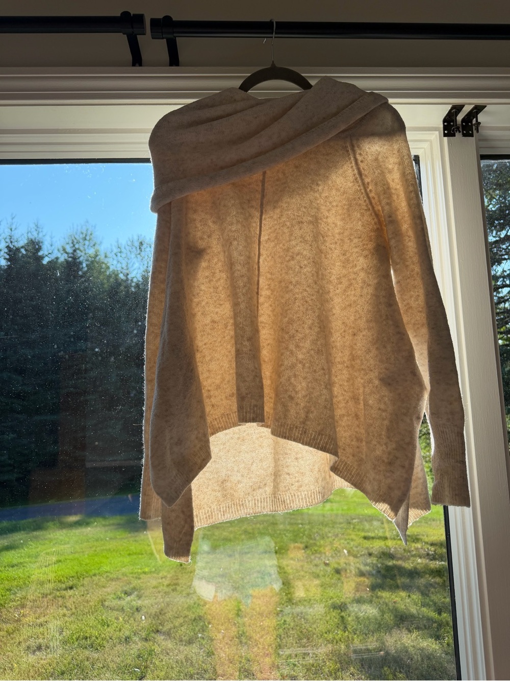 ruby moon Cream Off-Shoulder Cowl Neck Sweater